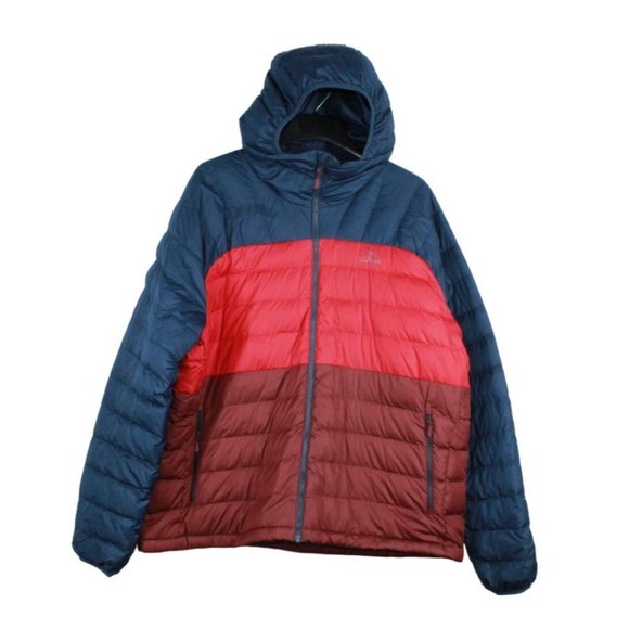 L.L. Bean Other - LL Bean Red Blue Colorblock Polyester Down Hooded Jacket XXXL Reg